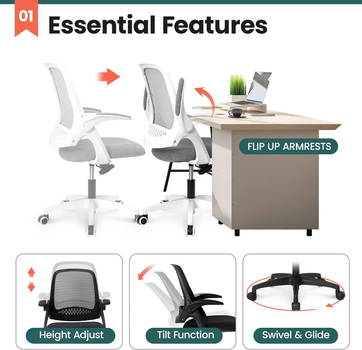 NEO CHAIR Silla de escritorio de oficina para videojuegos con soporte  lumbar ergonómico para la espalda, reposabrazos acolchado abatible, altura
