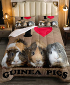 Juego de cama de cerdo de Guinea con tres lindos conejillos de indias juego de