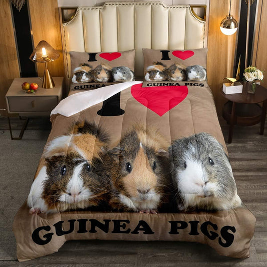 Juego de cama de cerdo de Guinea con tres lindos conejillos de indias juego de