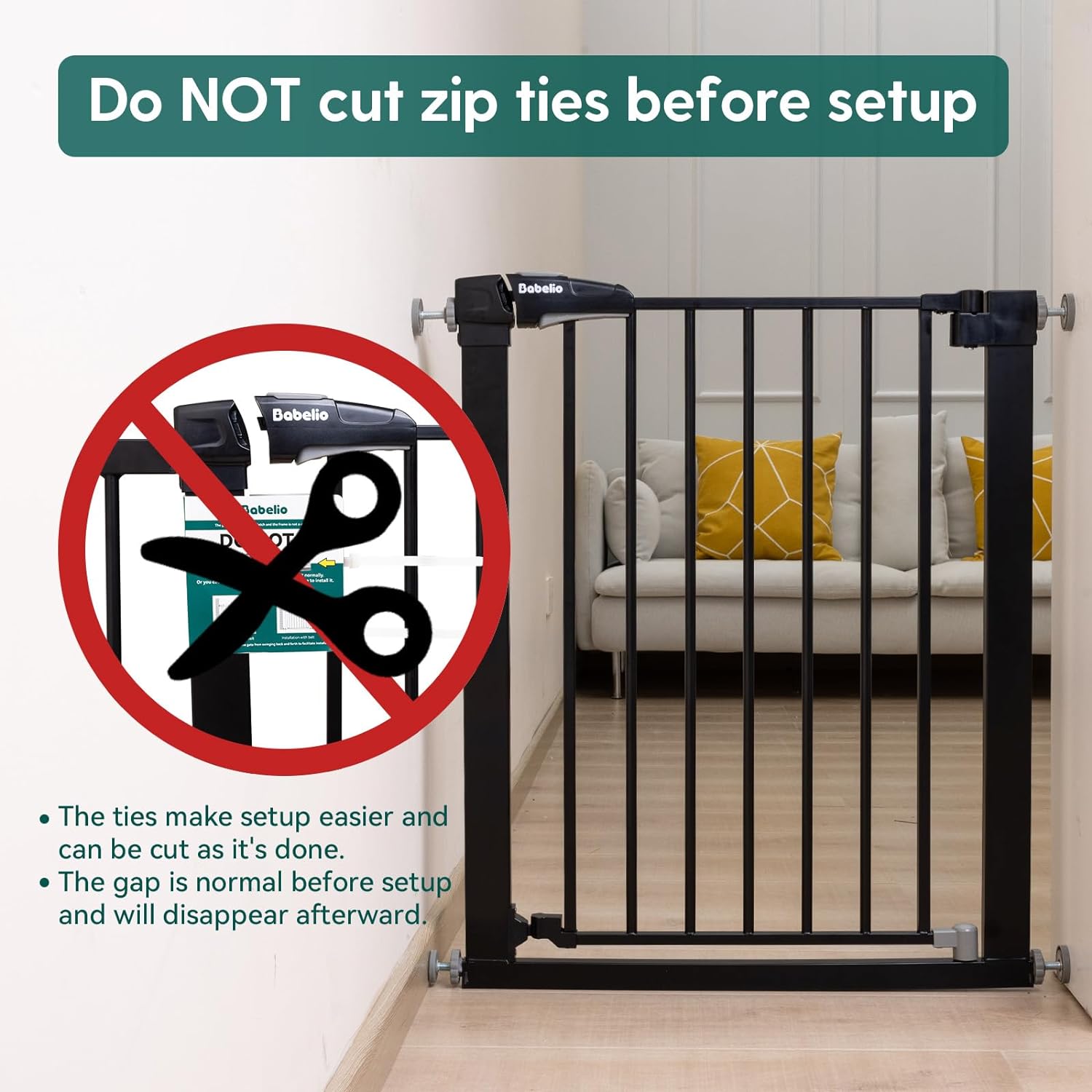 Puerta de metal para bebés de 26 a 40 pulgadas, fácil de instalar, extra ancha