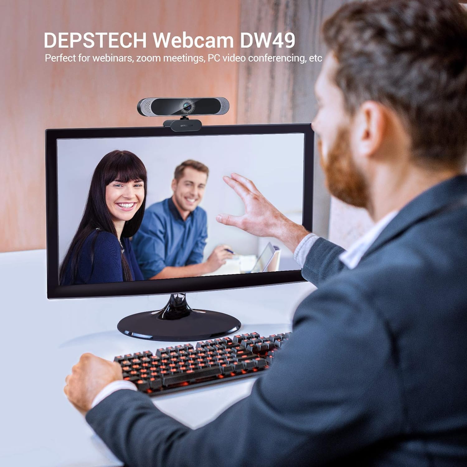 Cámara web 4K, DW49 HD 8MP Sony Sensor Autofocus Webcam con micrófono, cubierta