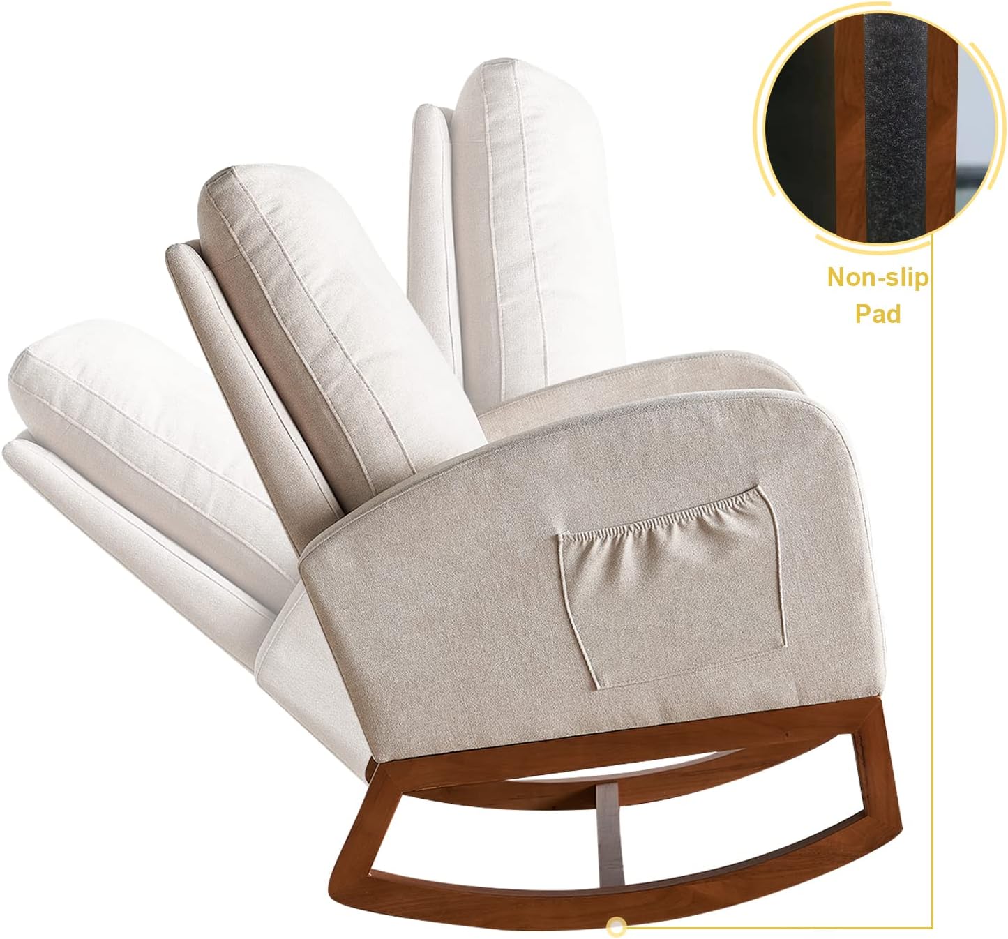 Mecedora tapizada para interiores, cómoda silla mecedora acolchada gruesa con