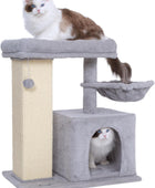 MF002GA Árbol para gatos, base grande, torre para gatos de altura media, percha
