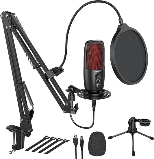 Micrófono USB, kit de micrófono de condensador para computadora, juego de