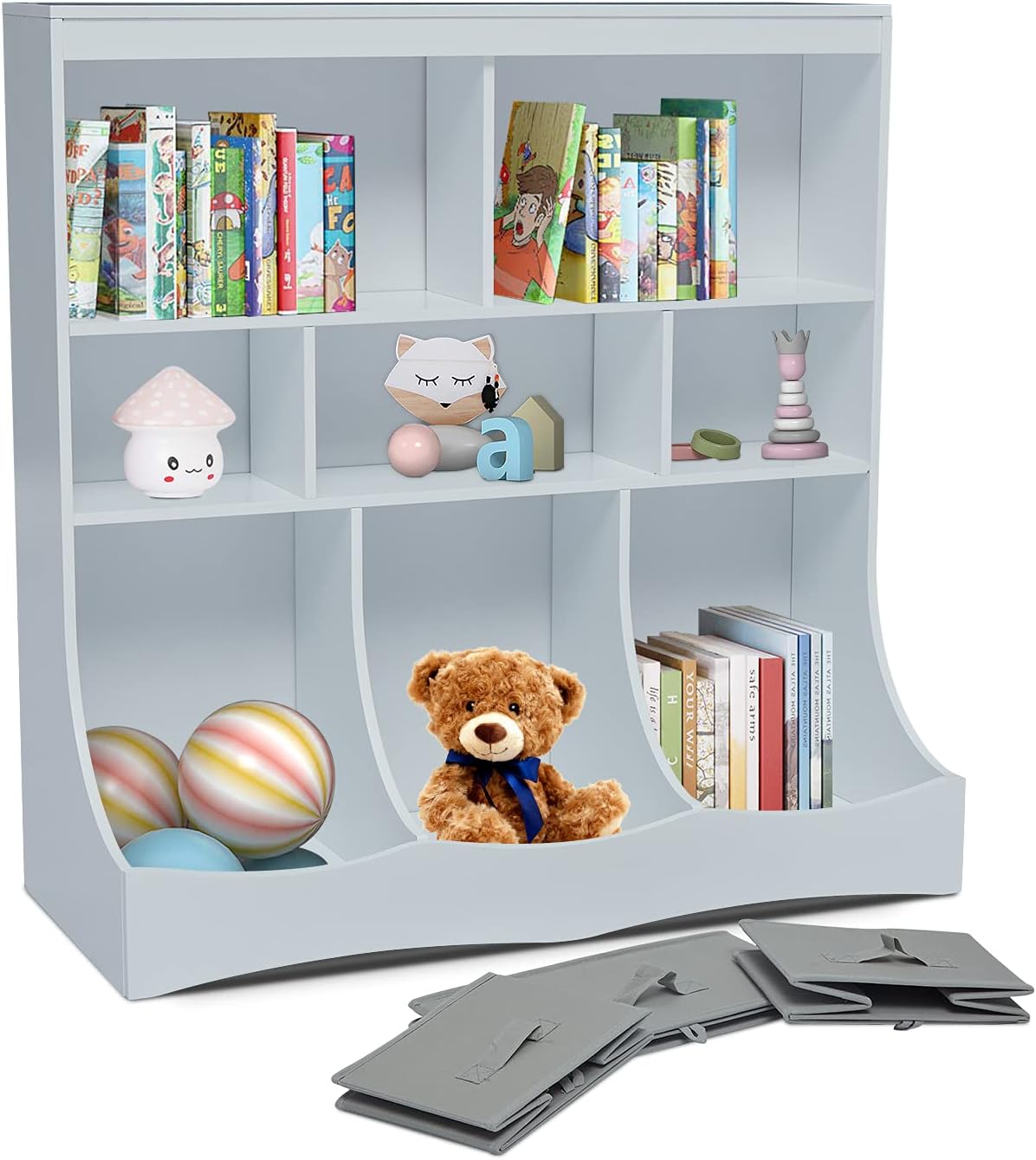 Gabinete organizador de juguetes de 3 niveles para niños y estantería -  VIRTUAL MUEBLES