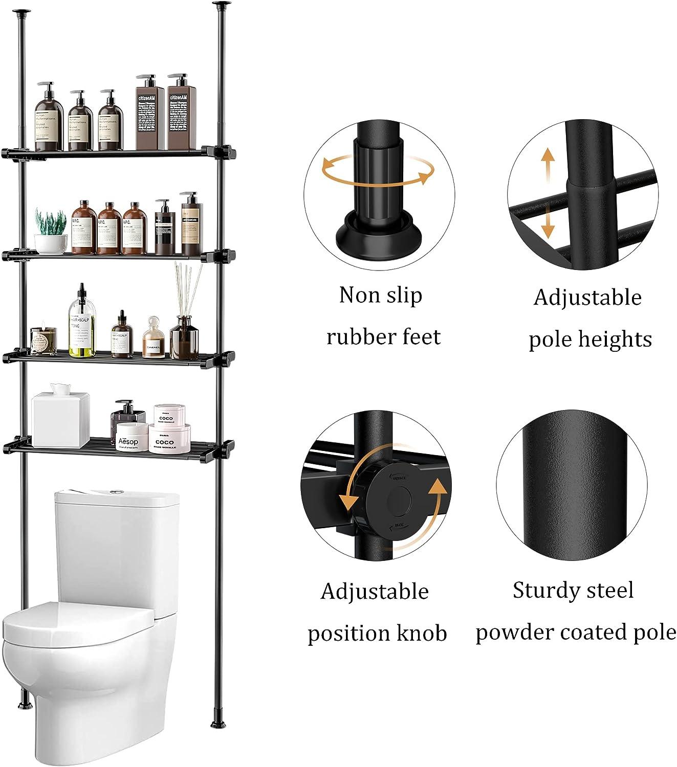 XIHUAN Organizador de baño independiente ajustable sobre el inodoro con postes - VIRTUAL MUEBLES