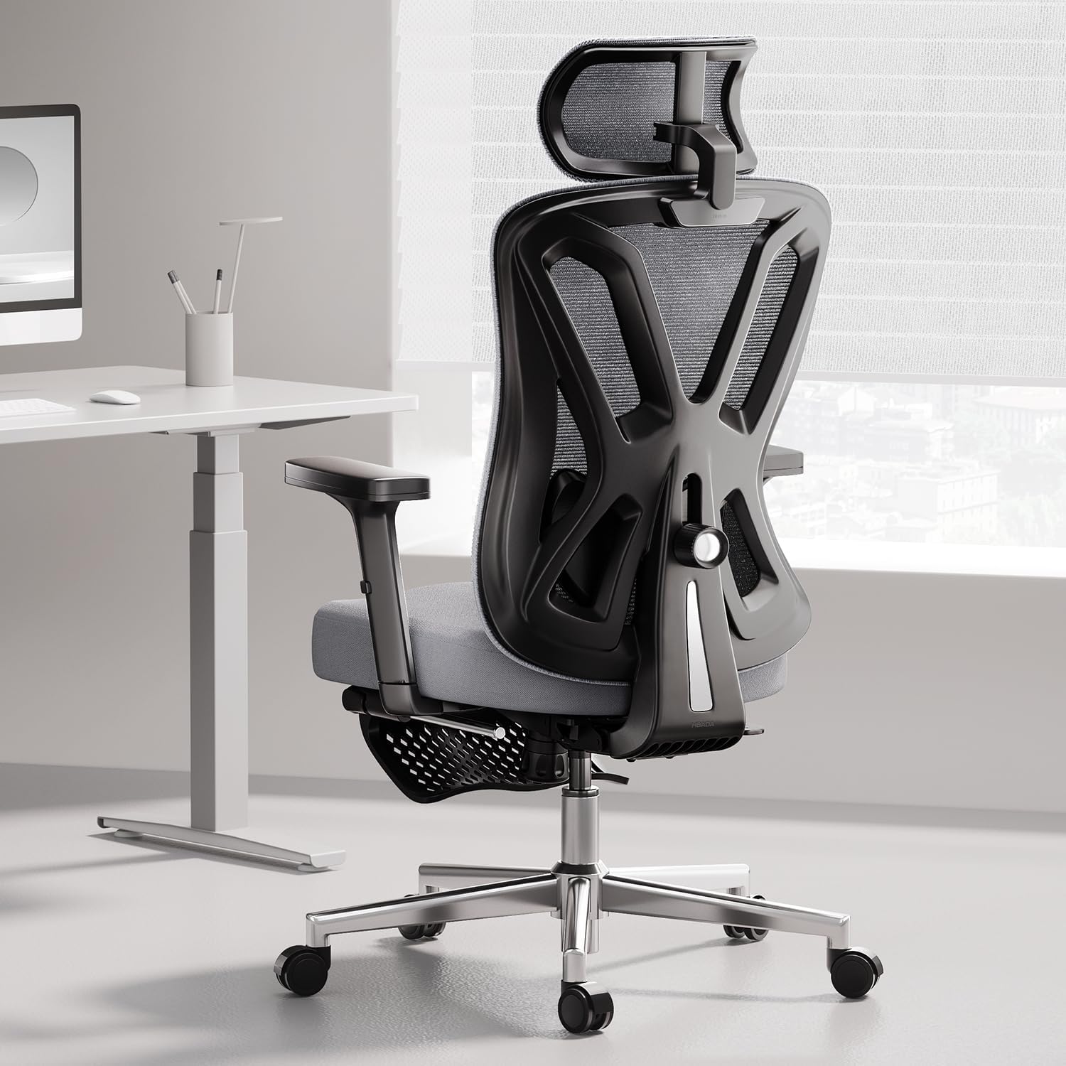 Silla de oficina ergonómica, silla de escritorio con soporte lumbar aj -  VIRTUAL MUEBLES