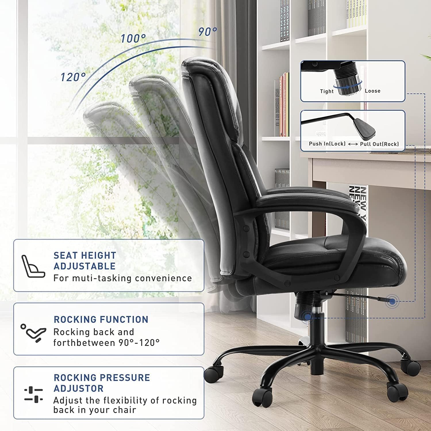 Silla de oficina, silla de escritorio, silla ejecutiva de oficina con respaldo