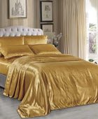 Juego de sábanas o funda de almohada de satén suave y sedoso de color liso con