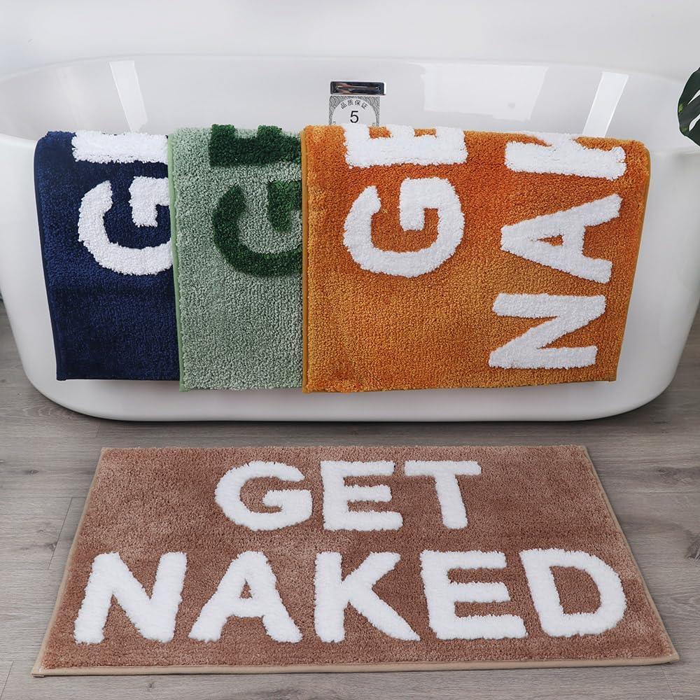 Zeeinx Alfombra de baño con texto en inglés "Get Naked", bonita alfombra de - VIRTUAL MUEBLES