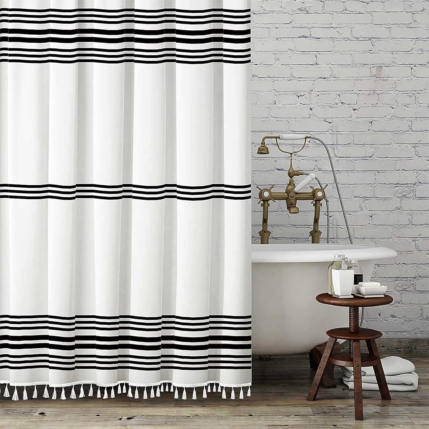 Cortina de ducha geométrica blanca, cortina de ducha de moda en puntos  blancos y negros, cortinas de ducha de tela impermeable para baño con 72x72  pulgadas.