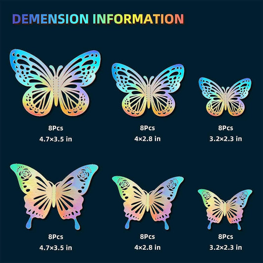 Tixiquns Decoración de pared de mariposa láser, 48 unidades, 2 estilos, 3 - VIRTUAL MUEBLES