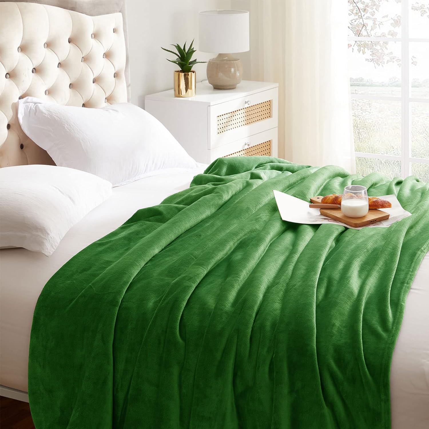 Manta verde lima, tamaño individual, suave, verde claro, cálida y mullida,  manta de forro polar, ligera, para sofá