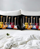 Juego de ropa de cama con estampado de guitarra, funda de edredón con temática