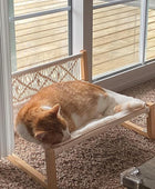 Hamaca bohemia para gatos con manta, cama elevada de macramé para mascotas para