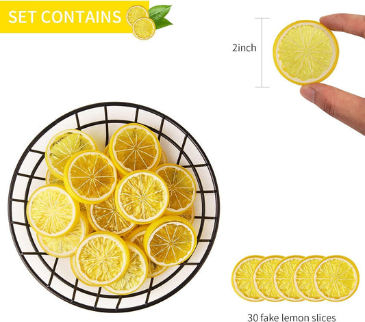 20 piezas de mini rebanadas de imitación de frutas de limón, modelo de fruta - VIRTUAL MUEBLES
