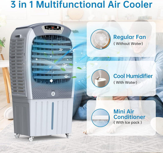 Enfriador de aire evaporativo de 3500 CFM, aire acondicionado portátil de - VIRTUAL MUEBLES