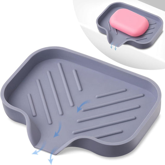Jabonera de silicona gris premium Jabonera de ducha Diseño innovador que evita - VIRTUAL MUEBLES