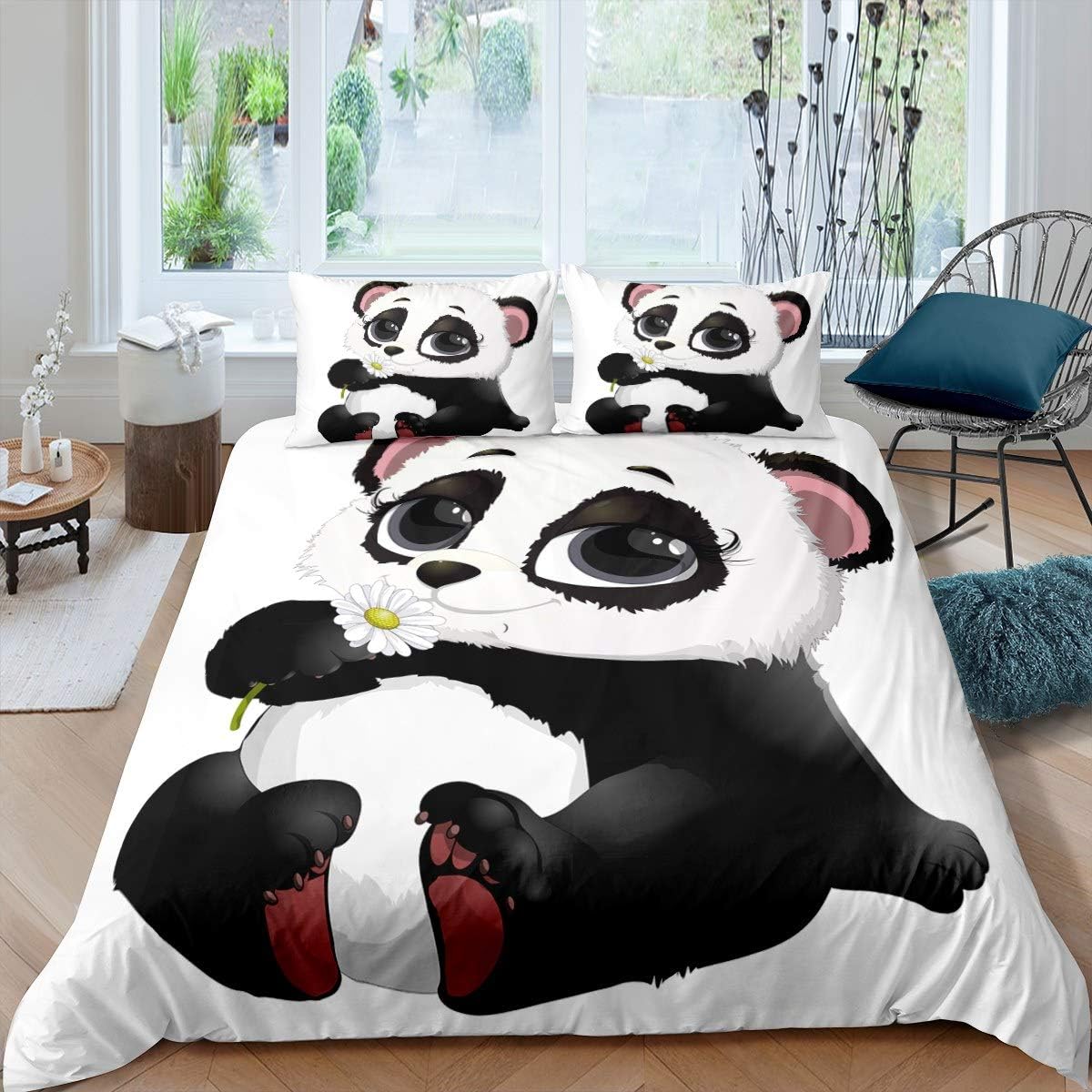 Juego de sábanas CVHouse Kawaii Panda tamaño queen, juegos de cama Kawaii  Cute Panda para niñas, niños y adolescentes, bonitos juegos de sábanas  bajeras Panda, 1 sábana encimera y 1 sábana bajera