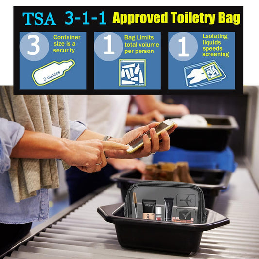 Bolsa de aseo aprobada por la TSA, 3 bolsas de artículos de tocador - VIRTUAL MUEBLES
