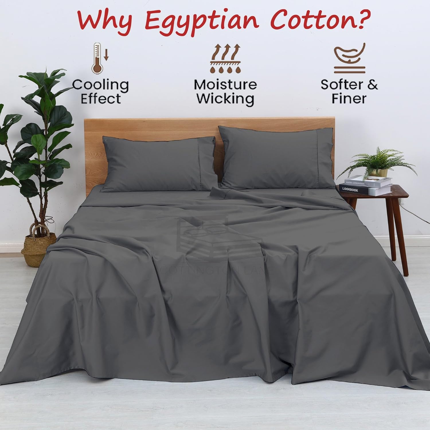Juego de sábanas tamaño king | Sábanas 100% algodón egipcio | 4 piezas para  cama king size | 800 TC | Tejido de satén para una sensación suave | Se
