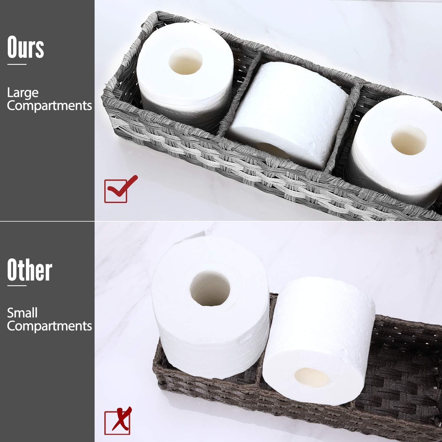  Bankuan - Cesta de papel higiénico ovalada trenzada con barra  de madera : Herramientas y Mejoras del Hogar