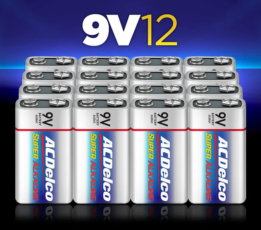 ACDelco 12 baterías de 9 voltios, batería súper alcalina de máxima potencia, 7