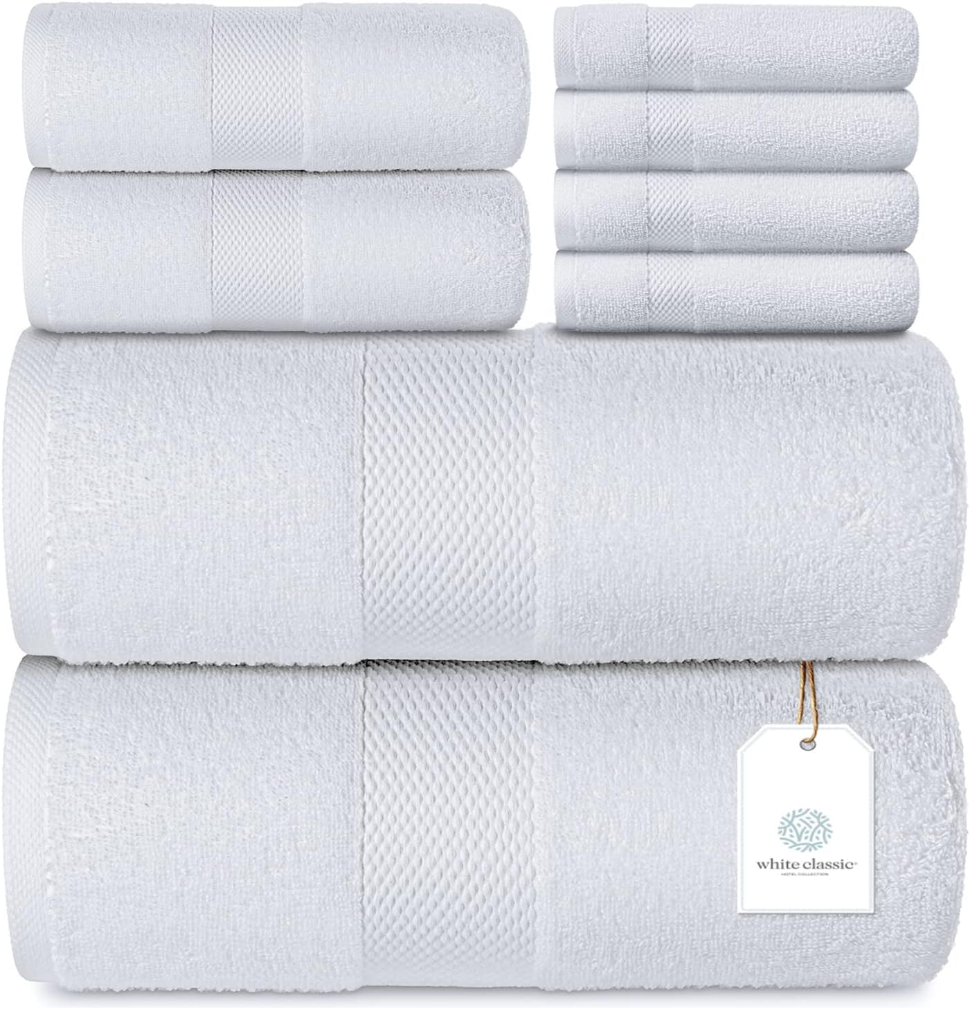  SUPERIOR - Juego de toallas lisas de algodón egipcio, toallas  de baño de 30 x 55 pulgadas, color blanco, 2 piezas : Hogar y Cocina