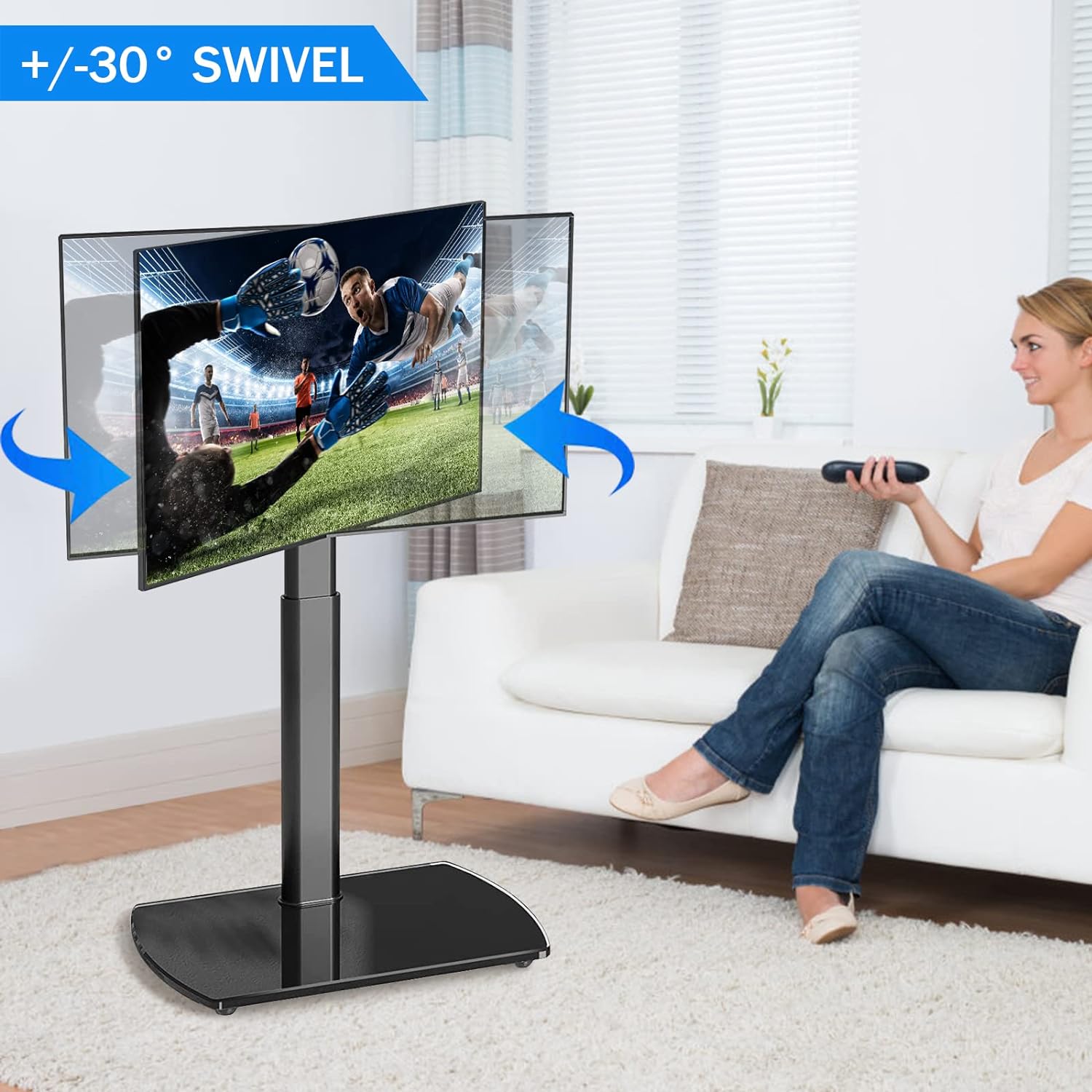 Soporte de TV de suelo con soporte giratorio de altura ajustable unive -  VIRTUAL MUEBLES