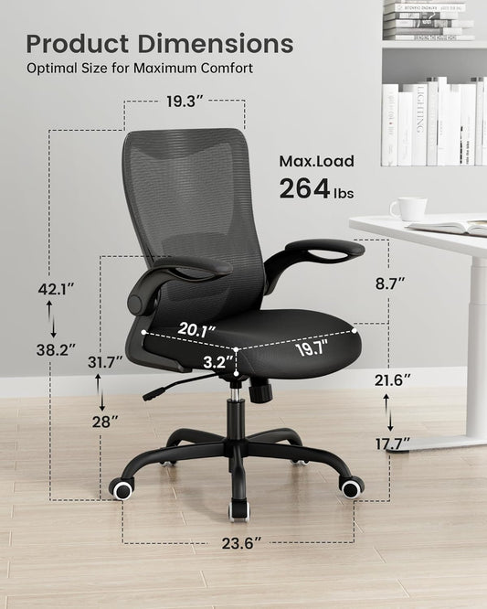 Silla de oficina, silla de escritorio ergonómica con soporte lumbar ajustable,