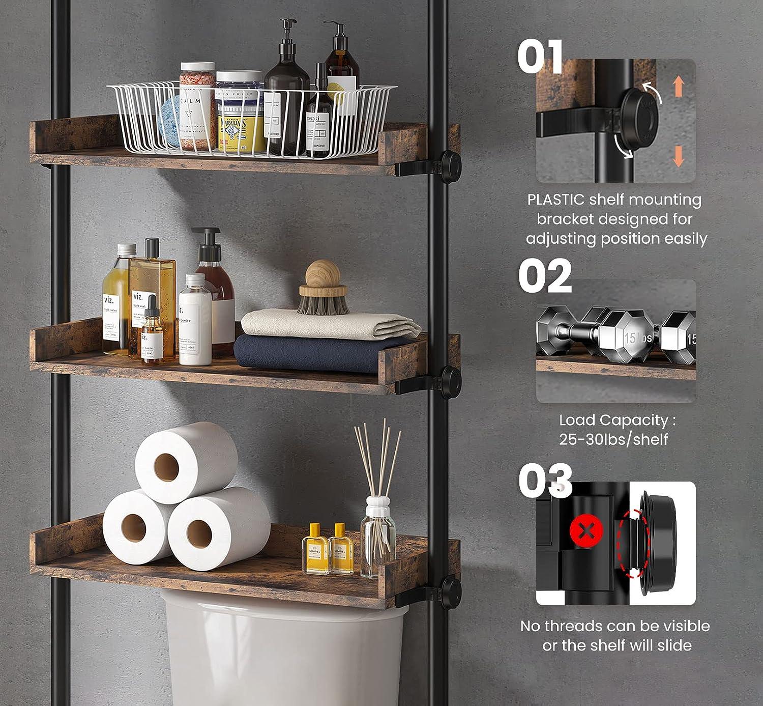 Organizador de baño, almacenamiento sobre el inodoro, estantes de madera - VIRTUAL MUEBLES