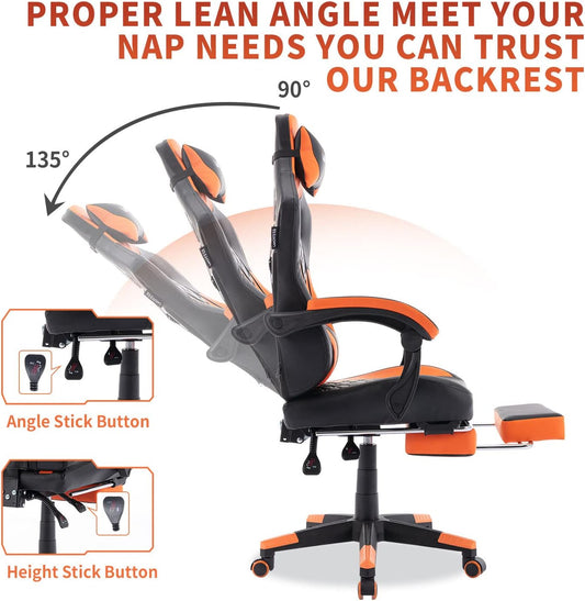 Silla de juegos con masaje, silla ergonómica para juegos de PC con