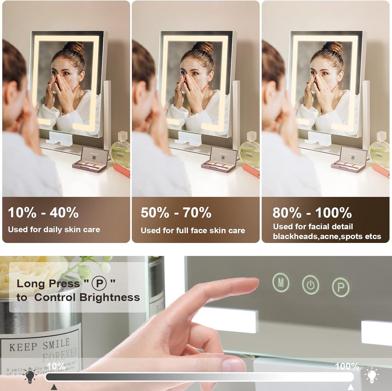 Makeup Mirror with Lights,Vanity Mirror Lighted up Mirror with Phone Holder,3 - VIRTUAL MUEBLES