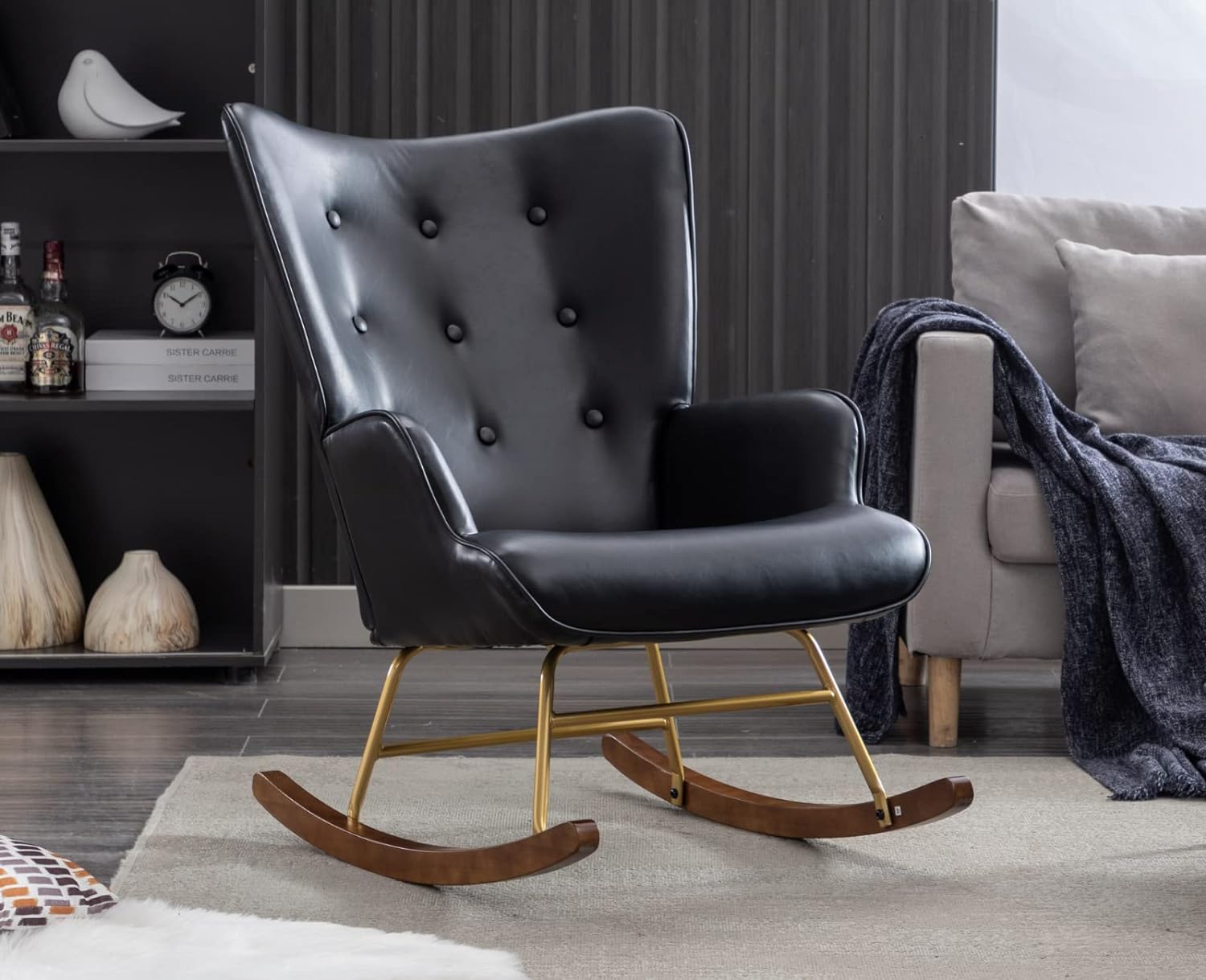 Mecedora tapizada para interiores, cómoda silla mecedora acolchada gru -  VIRTUAL MUEBLES