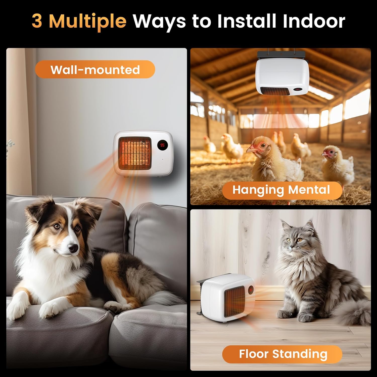 Calentador de casa para perros con termostato, calentadores eléctricos