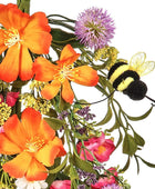 22.0in Verano Blooms and Bumble Bee Floral Teardrop Swag Flores artificiales - VIRTUAL MUEBLES