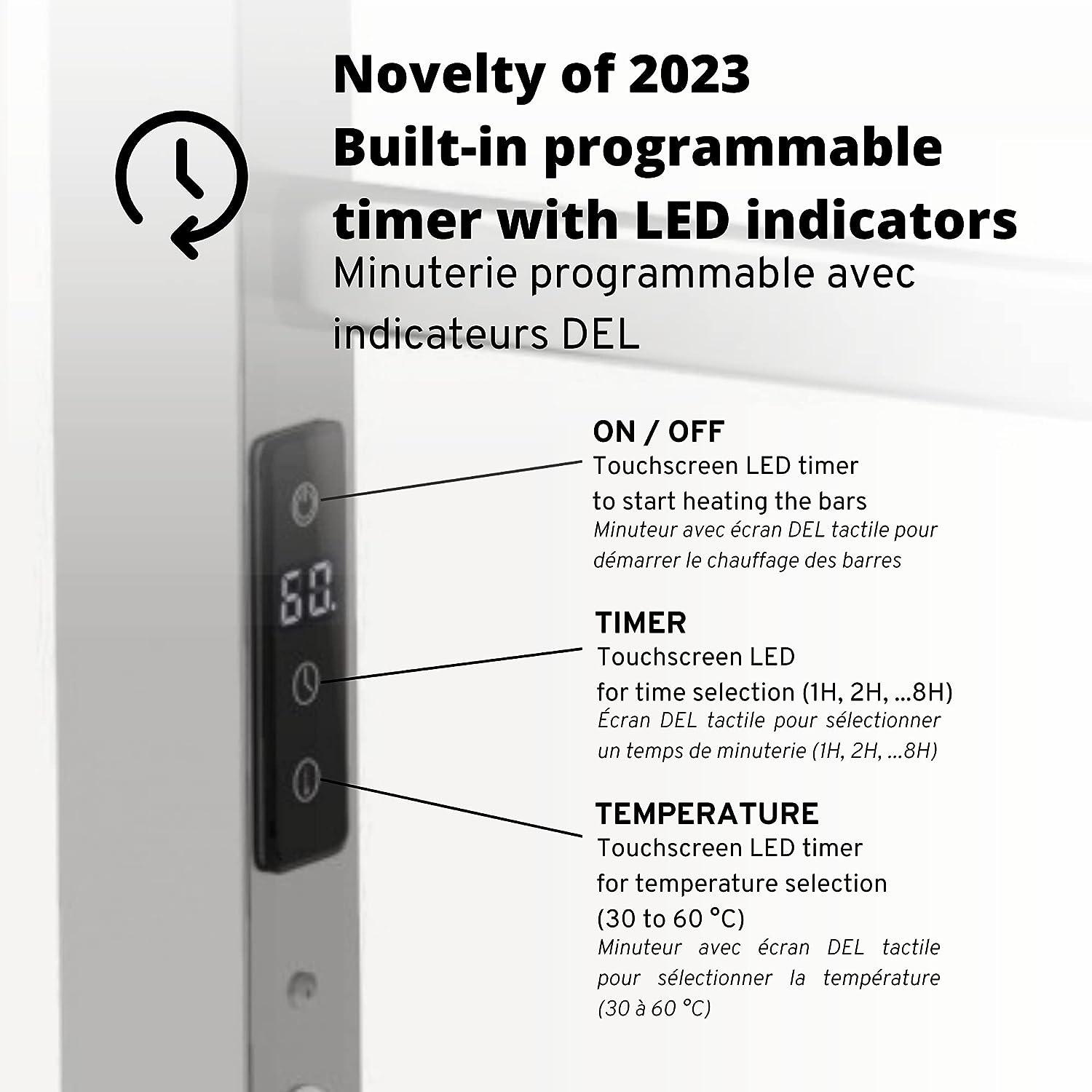 Calentador de toallas Temporizador integrado con indicadores LED 3 modos de - VIRTUAL MUEBLES