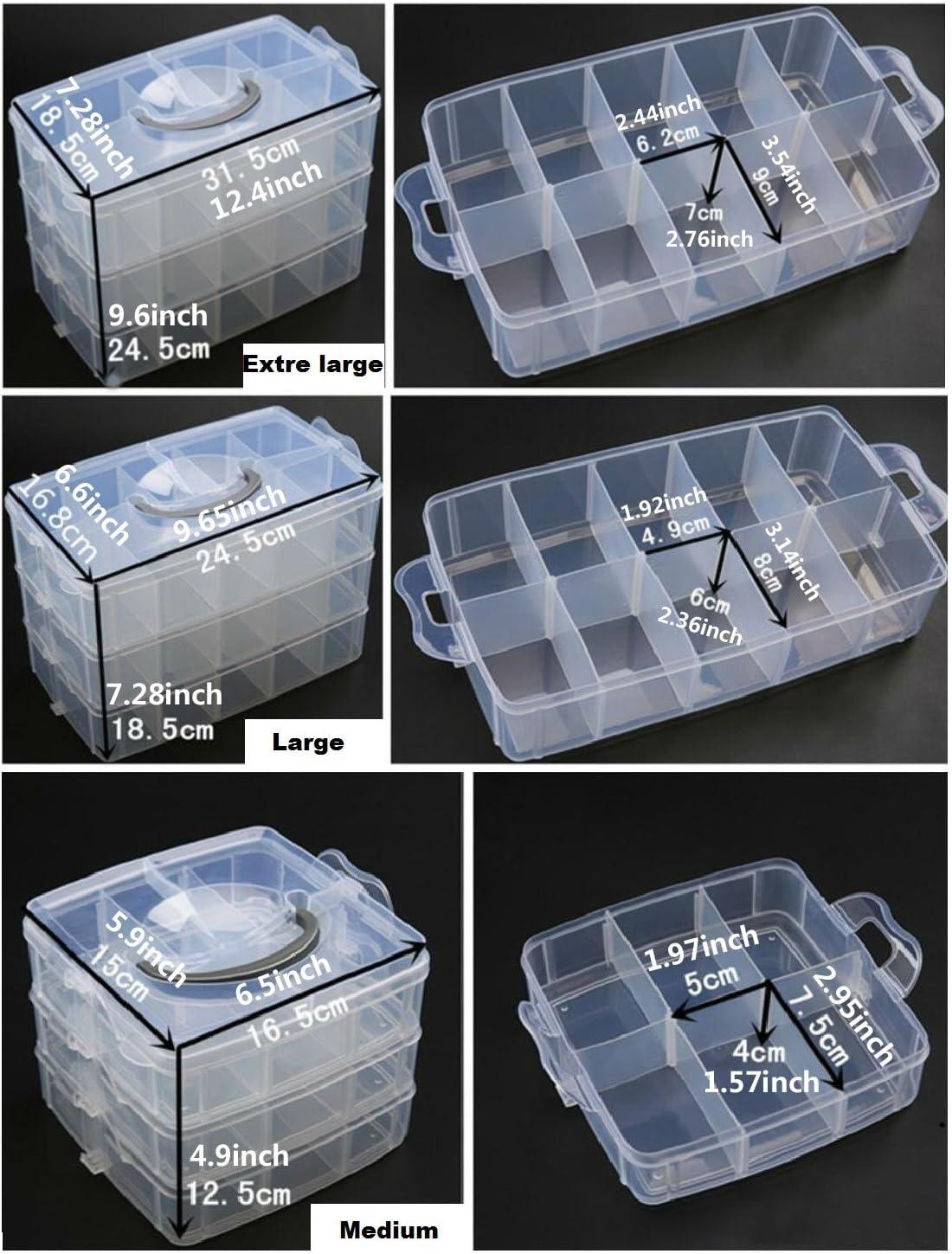 3 niveles 30 secciones transparentes apilables con compartimento ajustable,