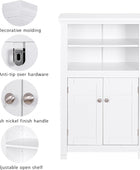 Home Freestanding Bathroom Cabinet with Doors and Adjustable Shelf, Wooden