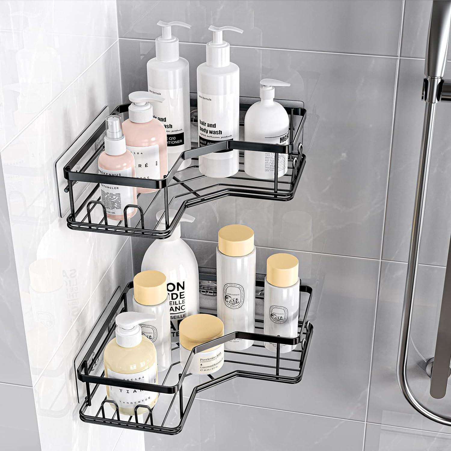 UIFER Paquete de 2 estantes esquineros para ducha, organizador de ducha  esquinero que ahorra espacio y almacenamiento de baño para artículos de