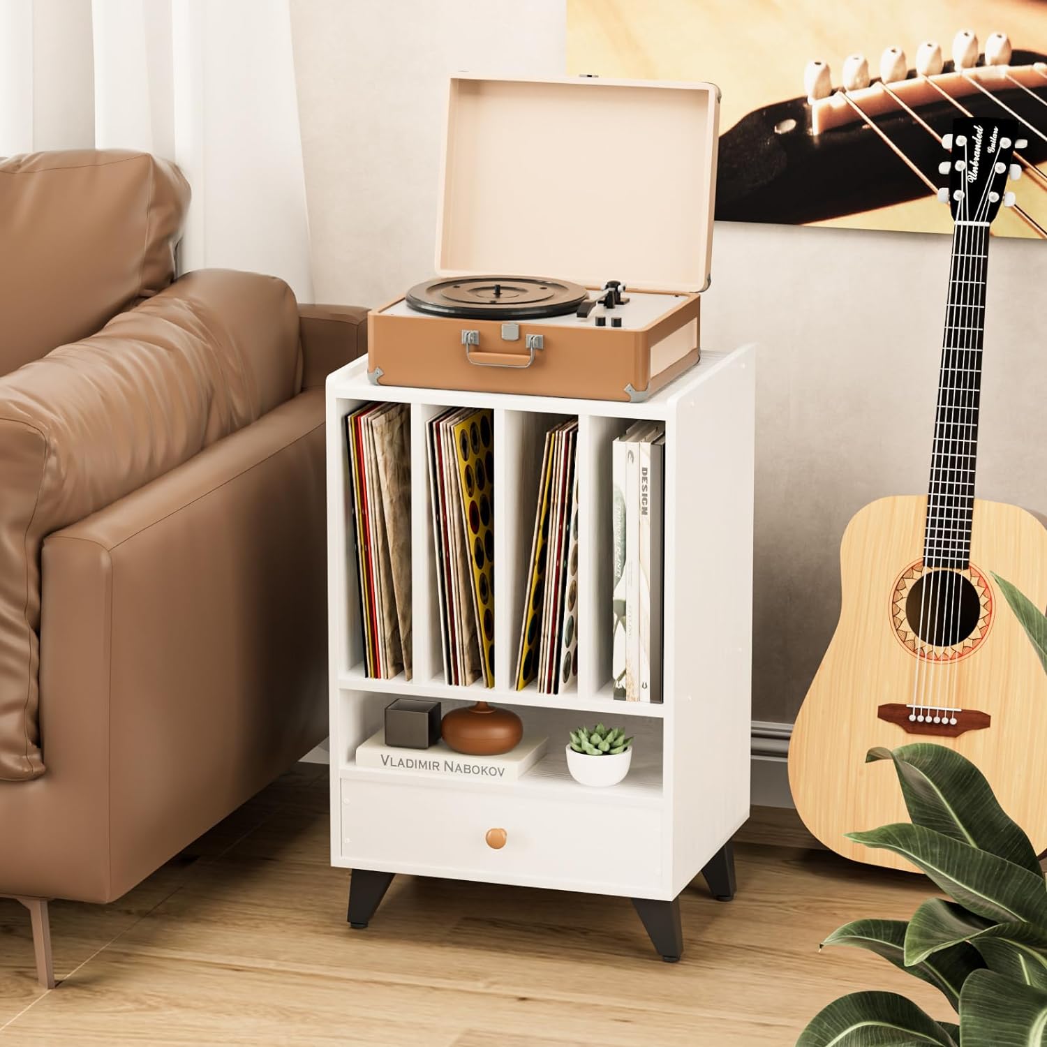 Almacenamiento de tocadiscos LP de diseño registrado, muebles de madera  recuperada, soporte para tocadiscos hecho a mano, mesa de vinilo  industrial, unidad de TV Media Hifi -  España