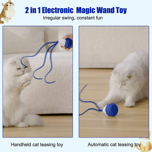Juguete de varita para gatos, juguete automático de cola de silicona 2 en 1,