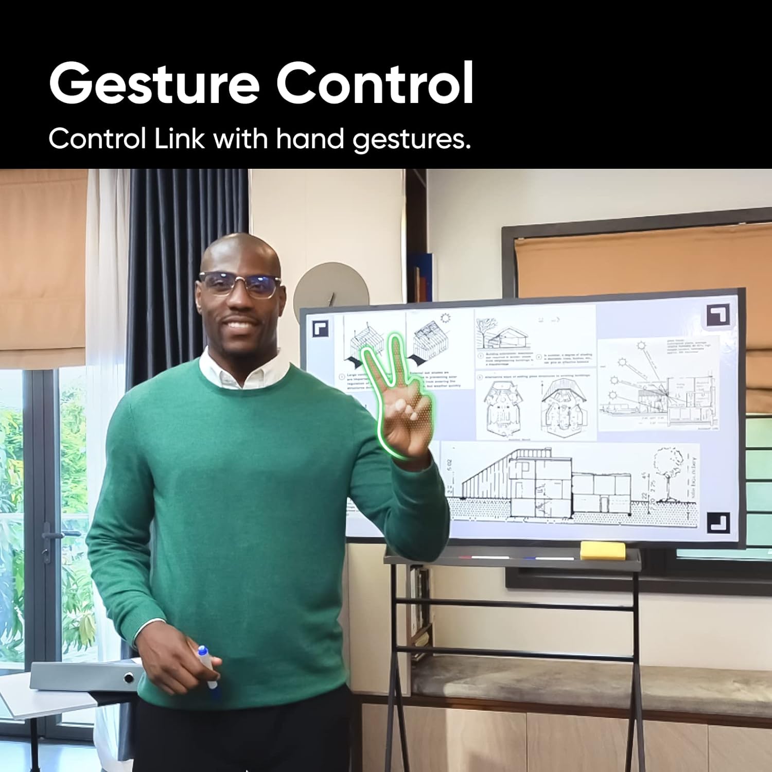 Link Cámara web PTZ 4K con sensor de 12 seguimiento de IA control de gestos HDR