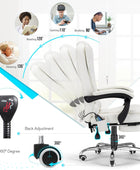 Silla de oficina de masaje de 7 puntos con calor, silla ergonómica reclinable