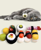 Juguete para gatos Juguete de sushi para gatos, 8 piezas, juguete de lana para