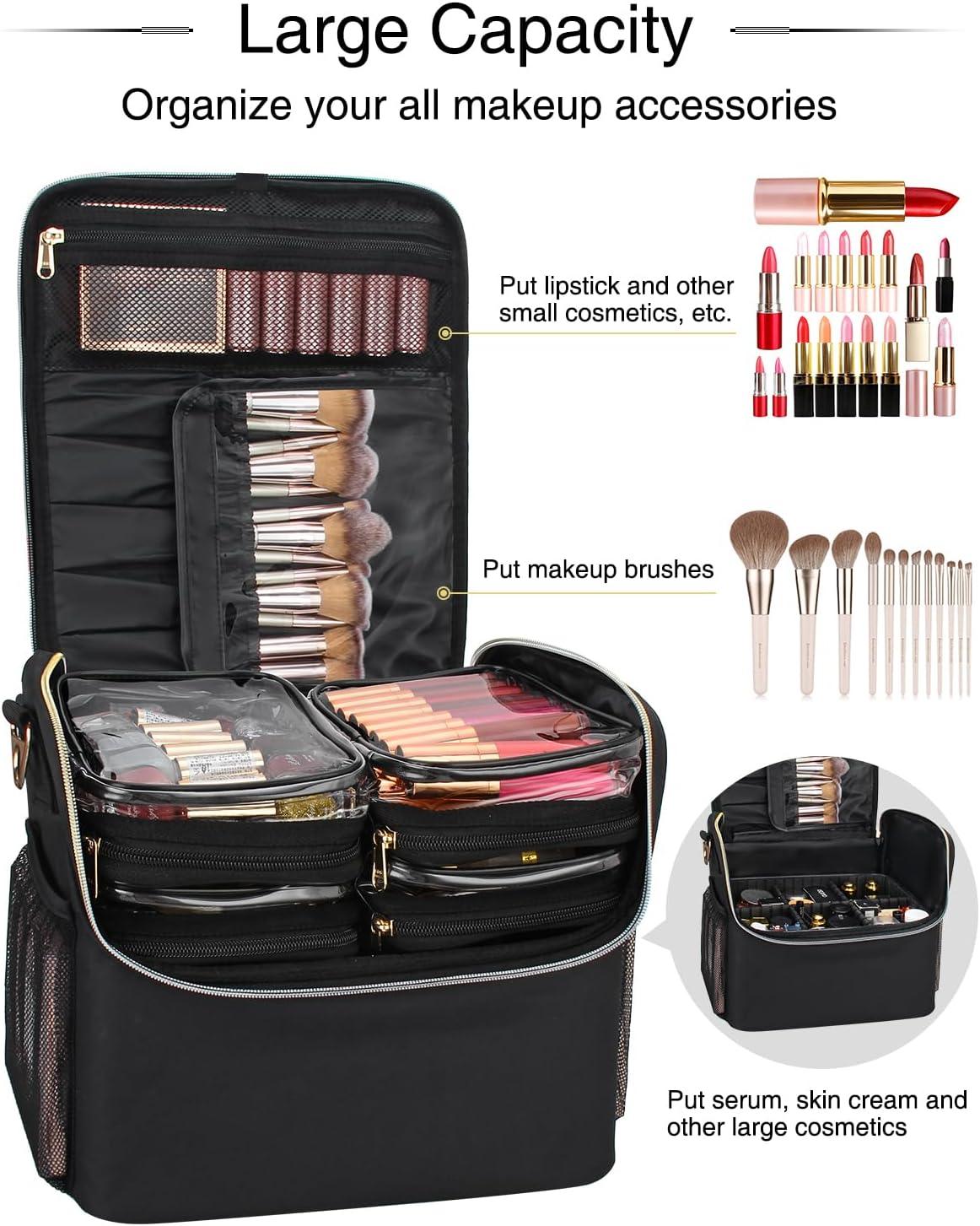 Comprar Maquillaje profesional Pinceles Herramientas Maleta Organizador de  cosméticos Estuche Bolsa de almacenamiento de viaje CÓDIGO