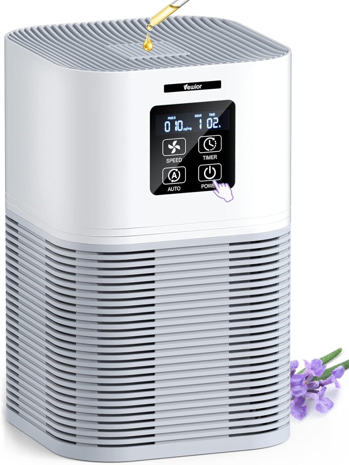 LEVOIT Purificadores de aire para habitación grande del hogar, color gris y  purificadores de aire para dormitorio y hogar, limpiador de filtro HEPA