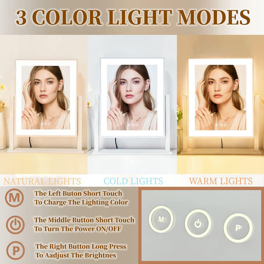 Espejo de tocador con luces, espejo de maquillaje iluminado Hollywood con 3 modos  de iluminación