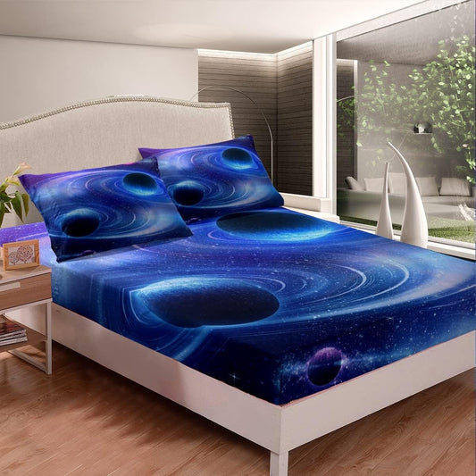Juego de ropa de cama para niños, diseño de galaxia nebulosa, tamaño queen,