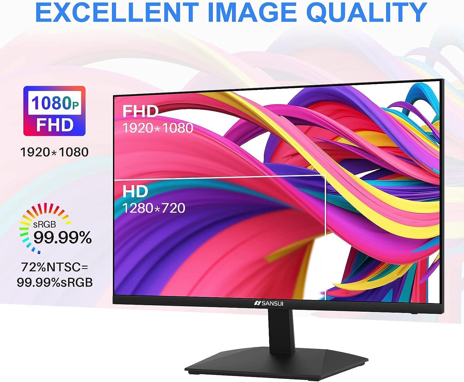 Monitor de computadora FHD de 22 pulgadas 1080p 75Hz con HDMI VGA bisel ultra